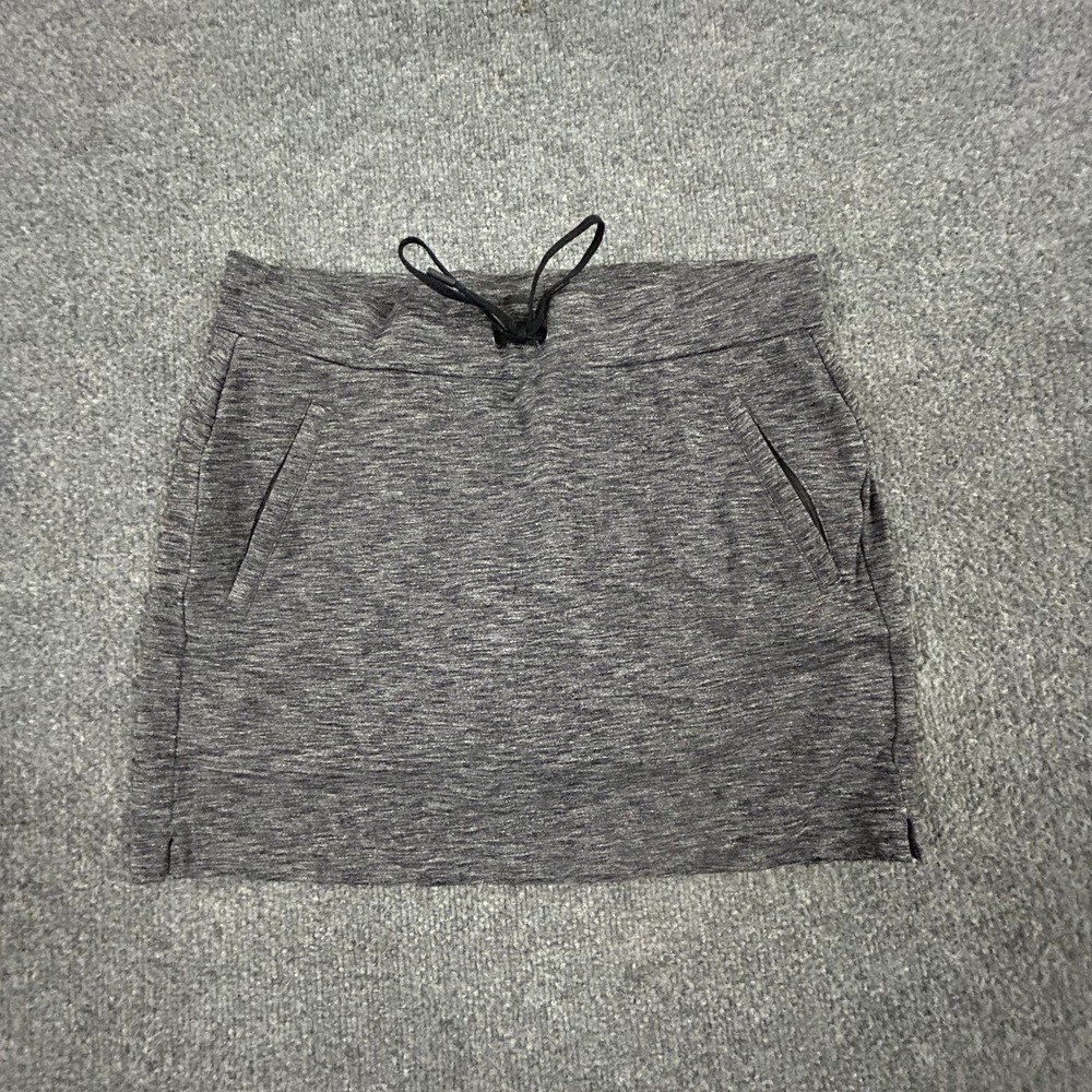 Athleta Skort Womens Size S Gray Space Dye Drawstring Pockets Active Skirt